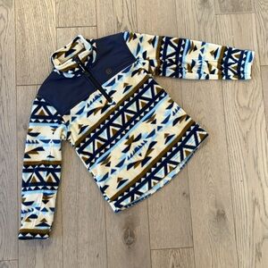 Roper Kids' Navy and Cream Geometric Fleece Half-Zip Sweater